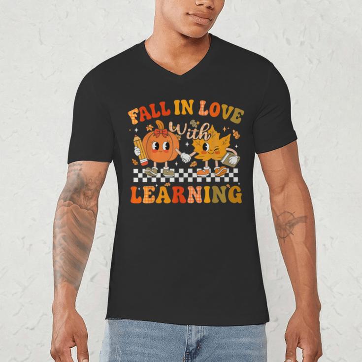 Fall In Love With Learning Autumn Pumpkin Fall Teacher Kids Men's V-Neck T-Shirt, novelty gifts, funny gifts Fall In Love With Learning Autumn Pumpkin Fall Teacher Kids Men's V-Neck T-Shirt, novelty gifts, funny gifts