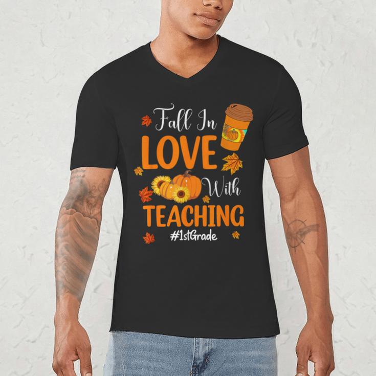 Fall In Love With Teaching 1st Grade Teacher Thanksgiving For Men Women Girls Kids Men's V-Neck T-Shirt, novelty gifts, funny gifts Fall In Love With Teaching 1st Grade Teacher Thanksgiving For Men Women Girls Kids Men's V-Neck T-Shirt, novelty gifts, funny gifts