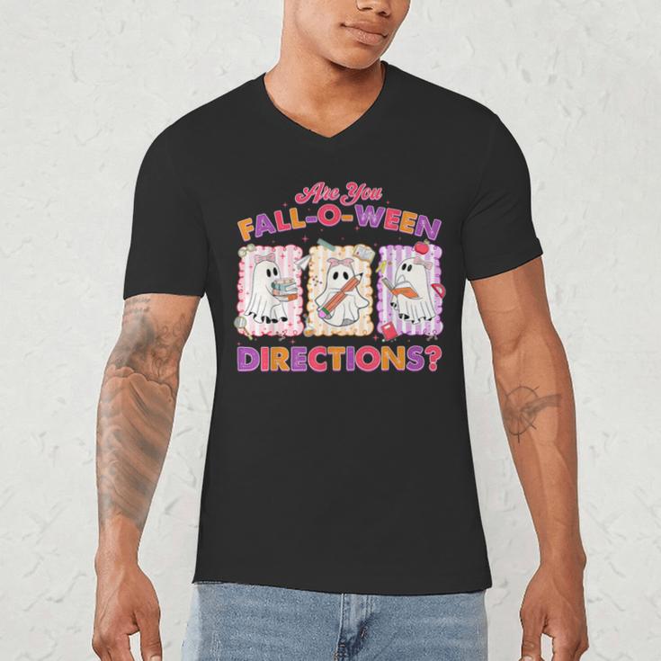 Are You Fall-O-Ween Directions Halloween Teacher Ghost Men's V-Neck T-Shirt, novelty gifts, funny gifts Are You Fall-O-Ween Directions Halloween Teacher Ghost Men's V-Neck T-Shirt, novelty gifts, funny gifts