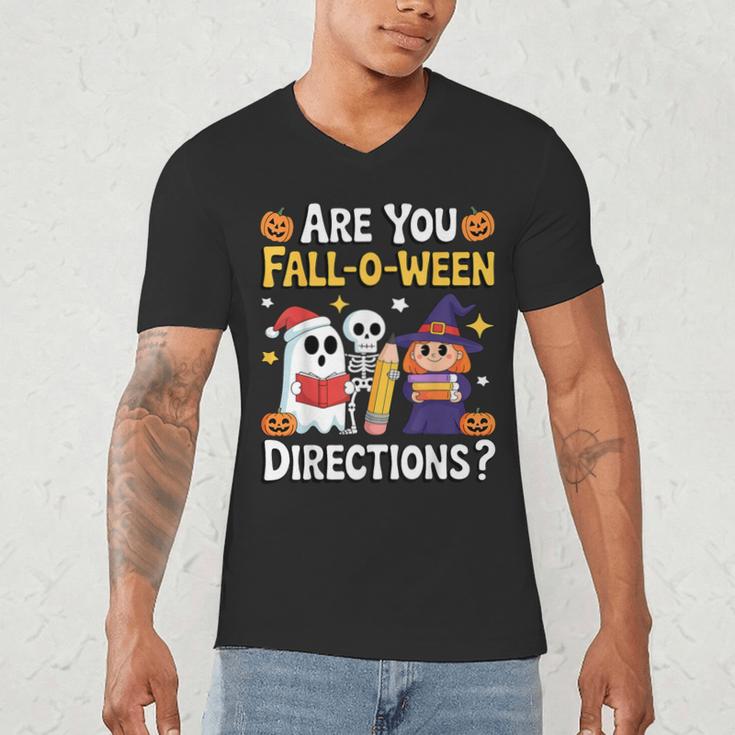 Are You Fall O Ween Directions Halloween Teacher Ghost Men's V-Neck T-Shirt, novelty gifts, funny gifts