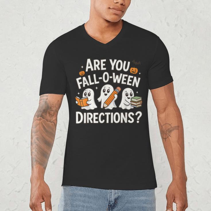 Are You Fall O Ween Directions Halloween Teacher Ghosts Men's V-Neck T-Shirt, novelty gifts, funny gifts Are You Fall O Ween Directions Halloween Teacher Ghosts Men's V-Neck T-Shirt, novelty gifts, funny gifts
