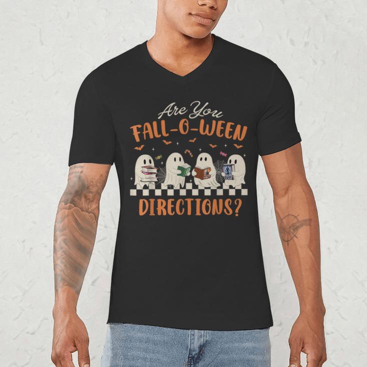 Are You Fall-O-Ween Directions Halloween TeacherGhost Book Men's V-Neck T-Shirt, novelty gifts, funny gifts