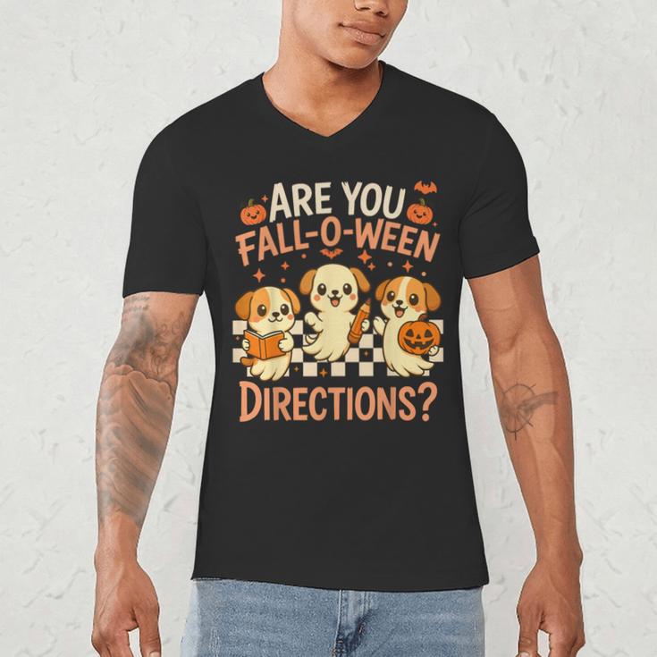 Are You Fall O Ween Directions Teacher Halloween Dog Ghost Men's V-Neck T-Shirt, novelty gifts, funny gifts Are You Fall O Ween Directions Teacher Halloween Dog Ghost Men's V-Neck T-Shirt, novelty gifts, funny gifts