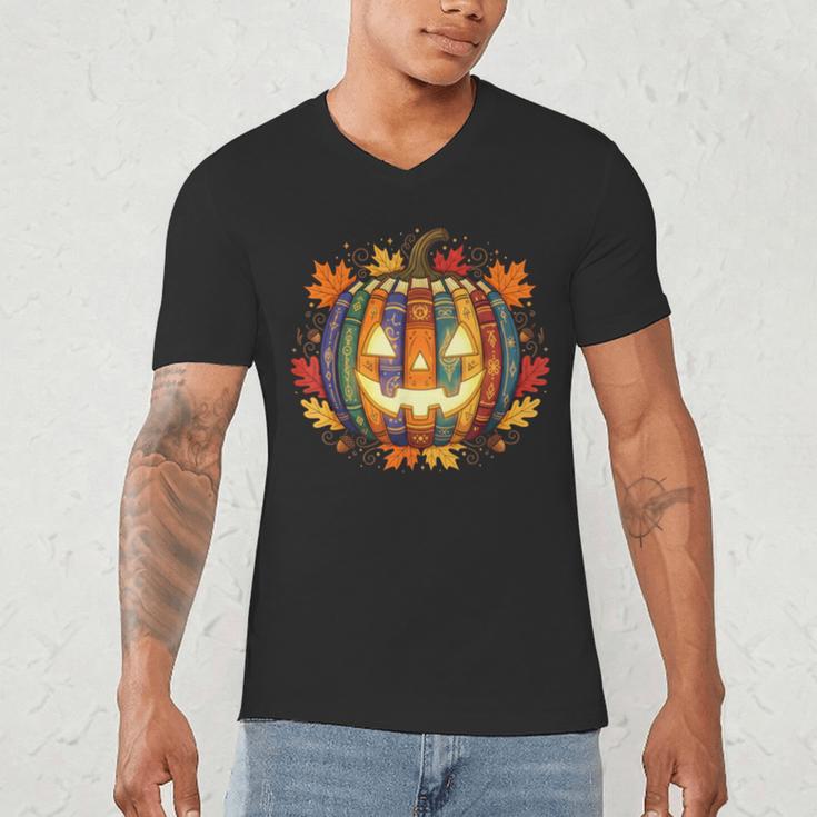 Fall Pumpkin Book Lover Spooky Librarian Teacher Halloween Men's V-Neck T-Shirt, novelty gifts, funny gifts Fall Pumpkin Book Lover Spooky Librarian Teacher Halloween Men's V-Neck T-Shirt, novelty gifts, funny gifts