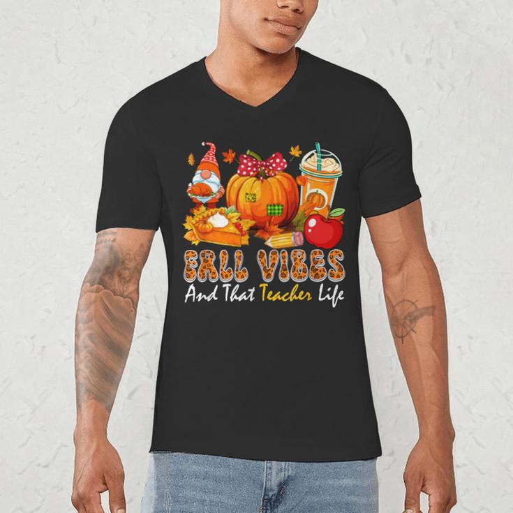 Fall Vibes Costume Teacher Thanksgiving Leopard Gnome Men's V-Neck T-Shirt, novelty gifts, funny gifts Fall Vibes Costume Teacher Thanksgiving Leopard Gnome Men's V-Neck T-Shirt, novelty gifts, funny gifts