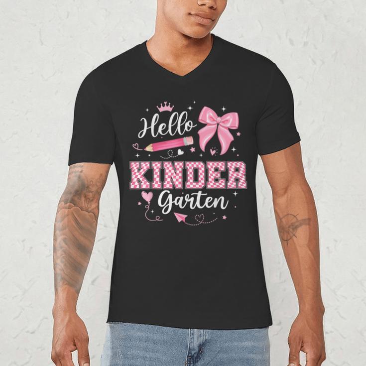 First Day Of School Teacher Girl Coquette Hello Kindergarten Men's V-Neck T-Shirt, novelty gifts, funny gifts First Day Of School Teacher Girl Coquette Hello Kindergarten Men's V-Neck T-Shirt, novelty gifts, funny gifts