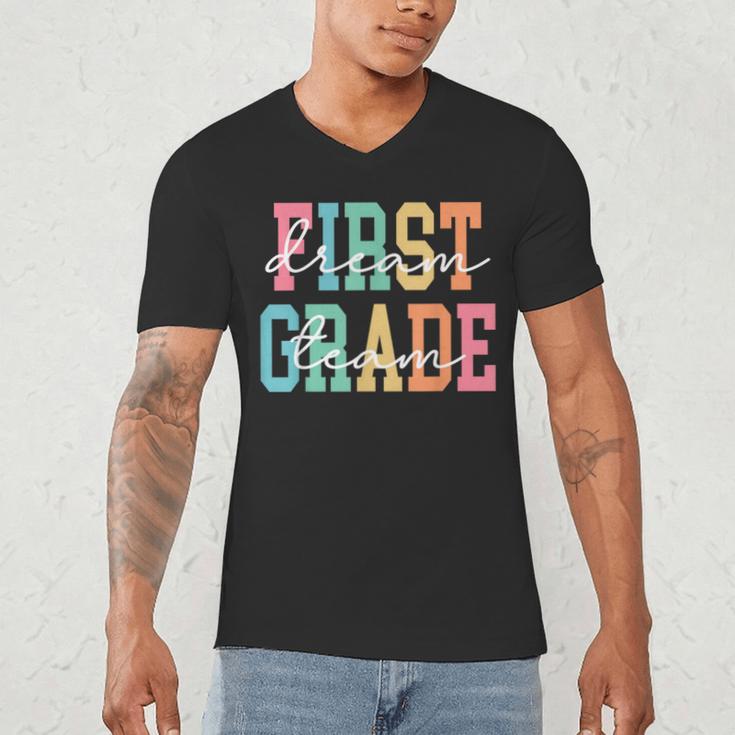 First Grade Dream Team Back To School 1st Grade Teacher Men's V-Neck T-Shirt, novelty gifts, funny gifts