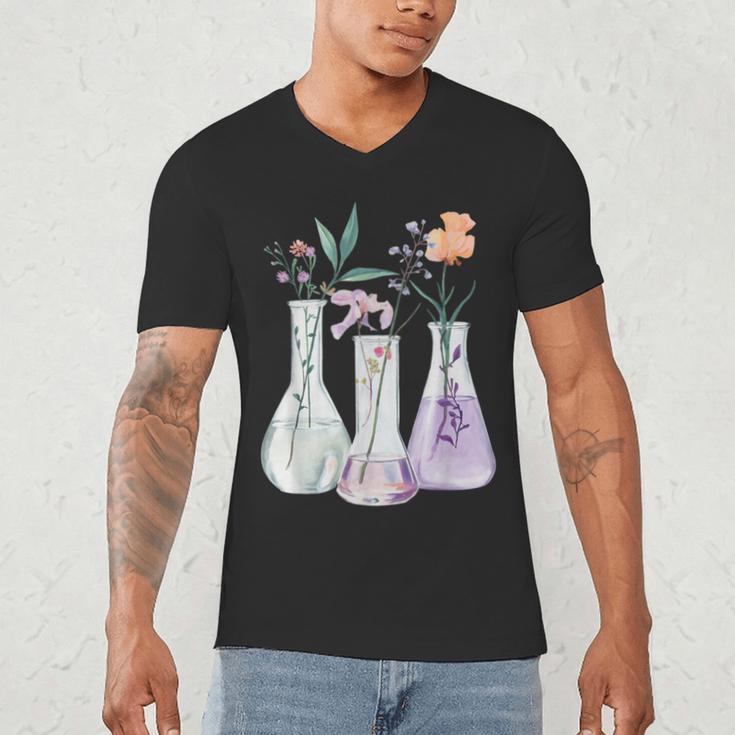 Flowers Test Tube Chemistry Student Science Teacher Women Men's V-Neck T-Shirt, novelty gifts, funny gifts