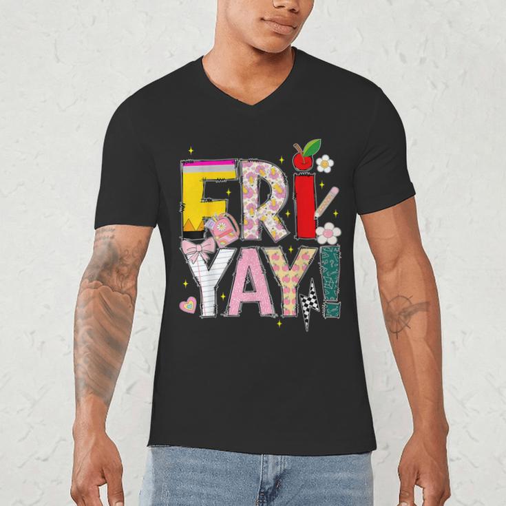 Fri-Yay Happy Friday Lovers Teacher Weekend Women Men's V-Neck T-Shirt, novelty gifts, funny gifts