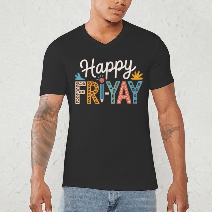 Fri-Yay Teacher Fry Yay Friday Weekend Happy Fri-Yay Men's V-Neck T-Shirt, novelty gifts, funny gifts