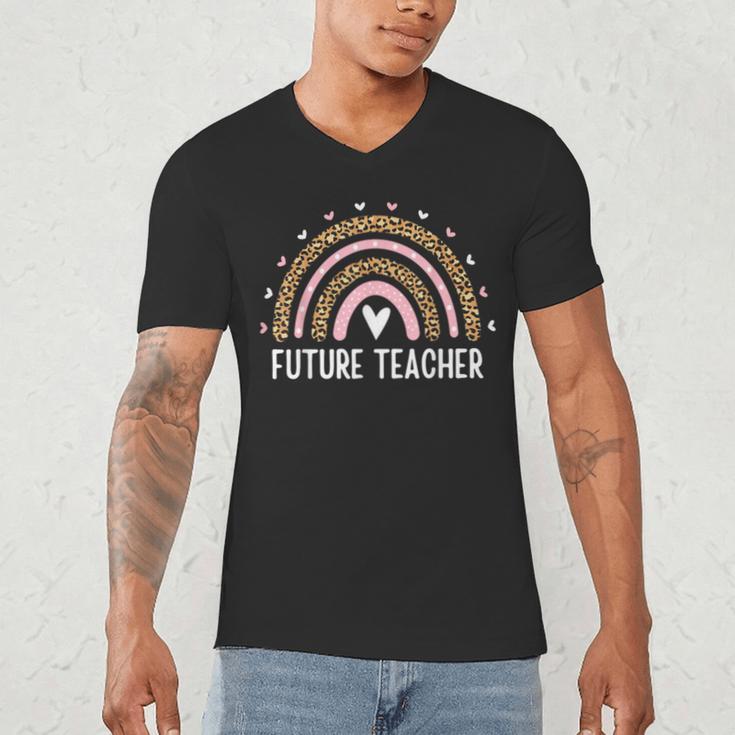 Future Teacher Kids Youth Girls Leopard Rainbow Women Men's V-Neck T-Shirt, novelty gifts, funny gifts