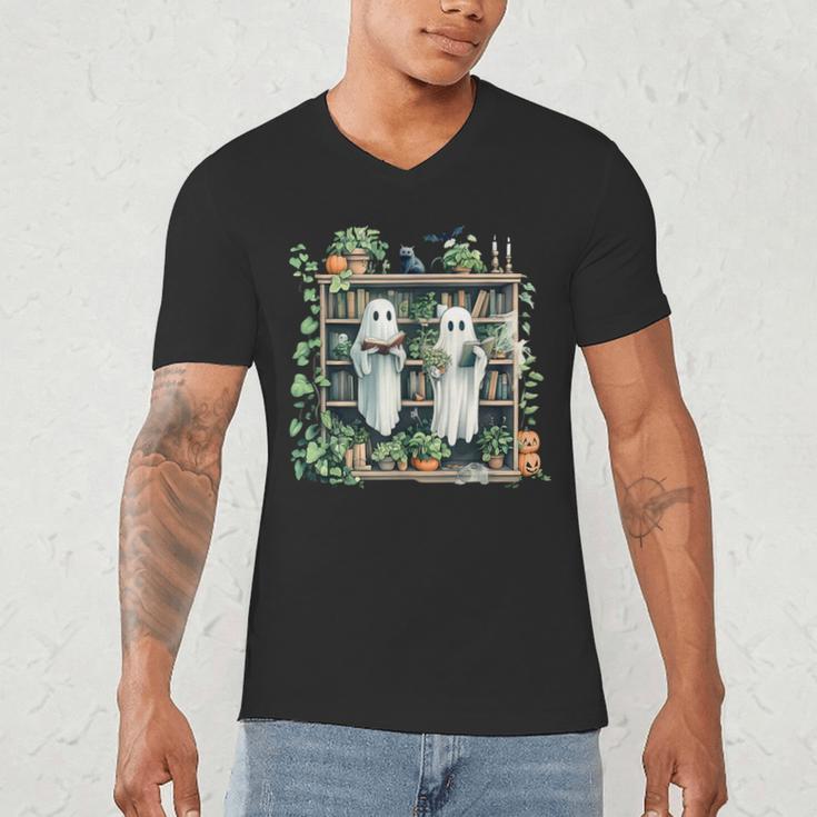 Ghost Plant Library Halloween Reading Books Teacher Vintage Men's V-Neck T-Shirt, novelty gifts, funny gifts Ghost Plant Library Halloween Reading Books Teacher Vintage Men's V-Neck T-Shirt, novelty gifts, funny gifts