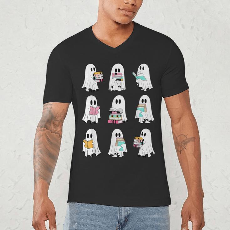 Ghost Reading Books Spooky Librarian Teacher Women Men's V-Neck T-Shirt, novelty gifts, funny gifts Ghost Reading Books Spooky Librarian Teacher Women Men's V-Neck T-Shirt, novelty gifts, funny gifts