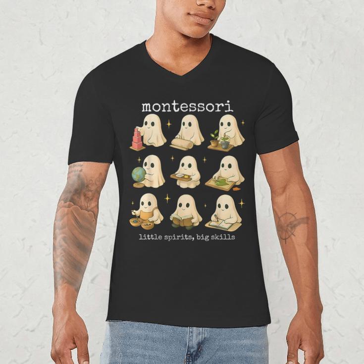 Ghosts Halloween Montessori Teacher Educator Costume Men's V-Neck T-Shirt, novelty gifts, funny gifts Ghosts Halloween Montessori Teacher Educator Costume Men's V-Neck T-Shirt, novelty gifts, funny gifts