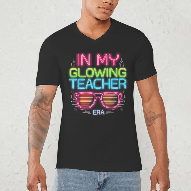 In My Glowing Teacher Era Groovy Colorful Bright Men's V-Neck T-Shirt, novelty gifts, funny gifts