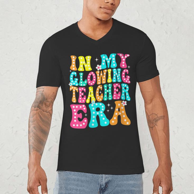In My Glowing Teacher Era Groovy Colorful Bright Men's V-Neck T-Shirt, novelty gifts, funny gifts