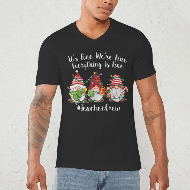 Gnome It's Fine I'm Fine Everything Is Fine Teacher Xmas Men's V-Neck T-Shirt, novelty gifts, funny gifts Gnome It's Fine I'm Fine Everything Is Fine Teacher Xmas Men's V-Neck T-Shirt, novelty gifts, funny gifts