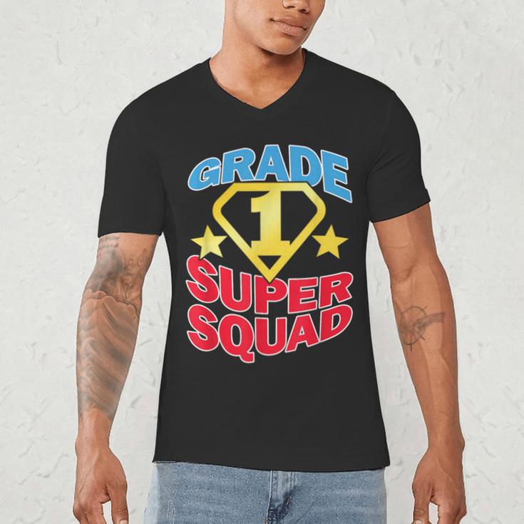 Grade 1 Super Squad Superhero Teacher Team Men's V-Neck T-Shirt, novelty gifts, funny gifts