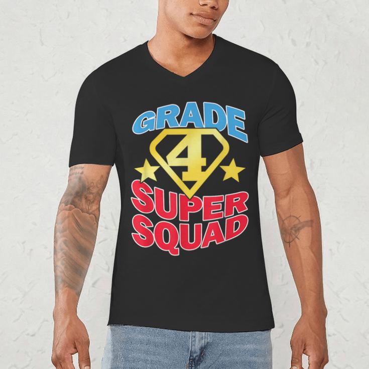 Grade 4 Super Squad Superhero Teacher Team Men's V-Neck T-Shirt, novelty gifts, funny gifts