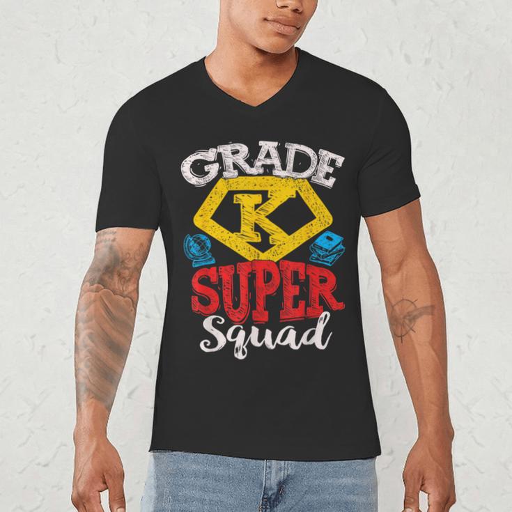 Grade K Super Squad Superhero Kindergarten Teacher Team Men's V-Neck T-Shirt, novelty gifts, funny gifts
