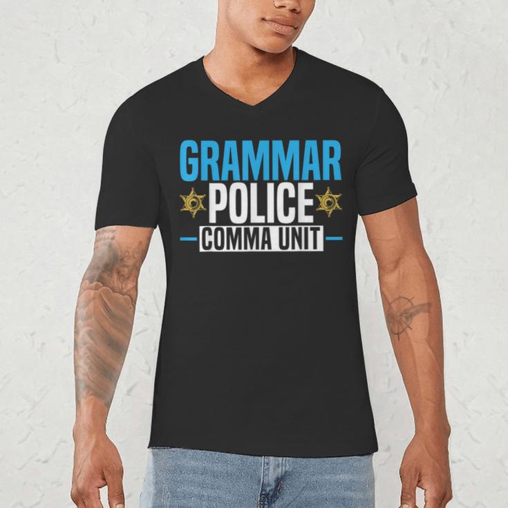 Grammar Police Comma Unit English Teacher Grammar Teacher For Men Women Men's V-Neck T-Shirt, novelty gifts, funny gifts