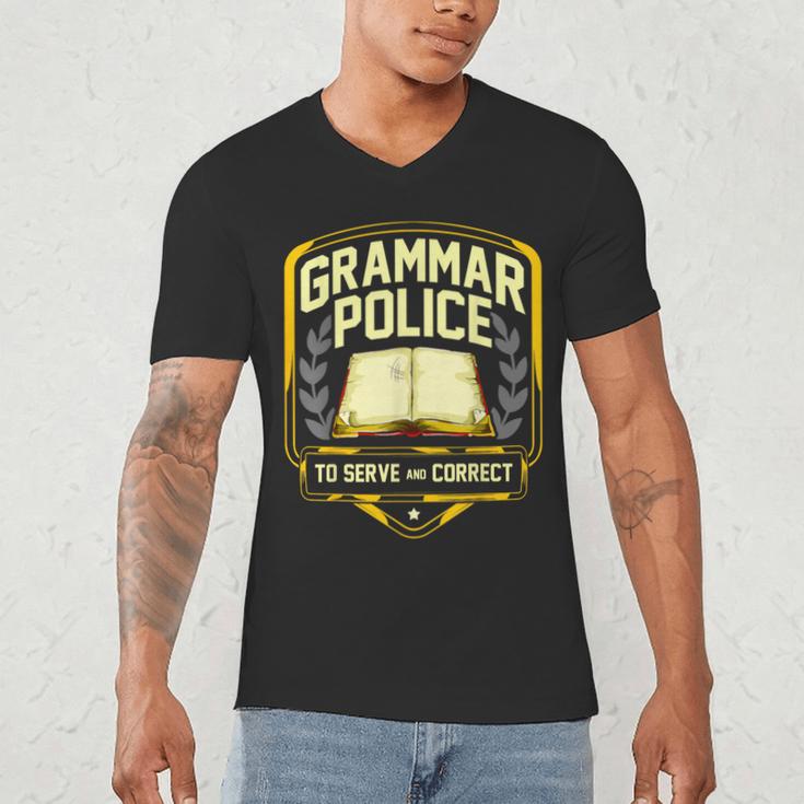 Grammar Police To Serve And Correct English Teacher Men's V-Neck T-Shirt, novelty gifts, funny gifts