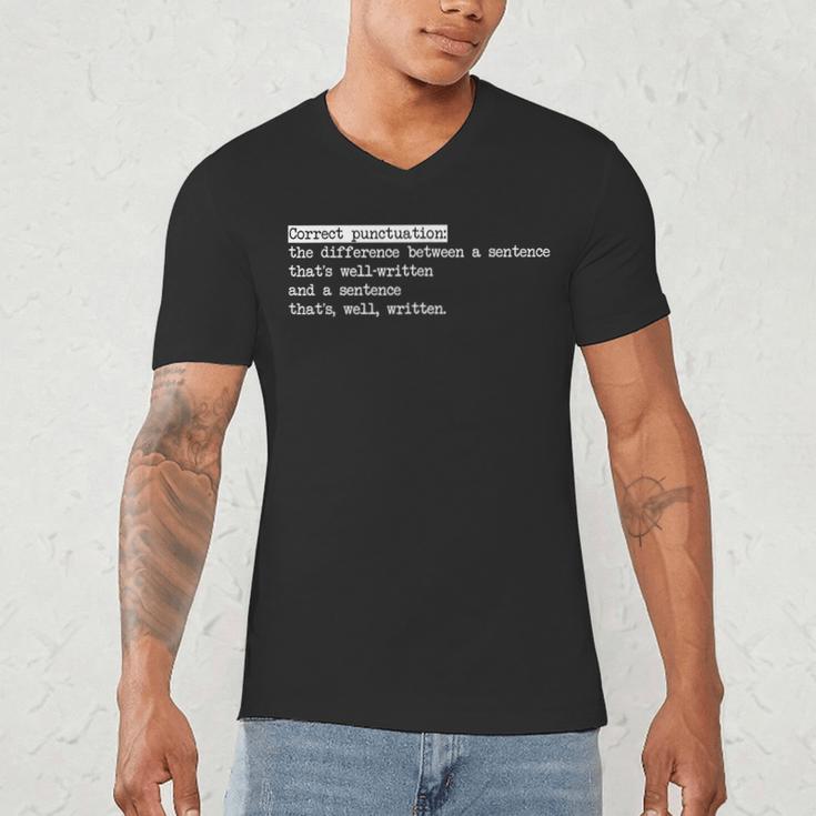 Grammar Teacher And Punny Punctuation Men's V-Neck T-Shirt, novelty gifts, funny gifts