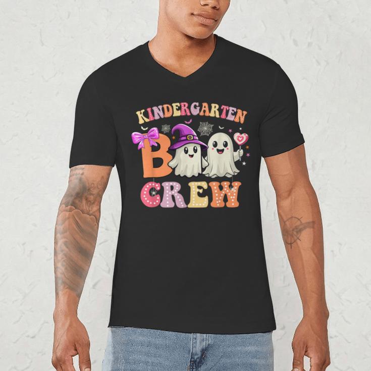 Groovy Kindergarten Boo Crew Kinder Halloween Teacher Kids Men's V-Neck T-Shirt, novelty gifts, funny gifts