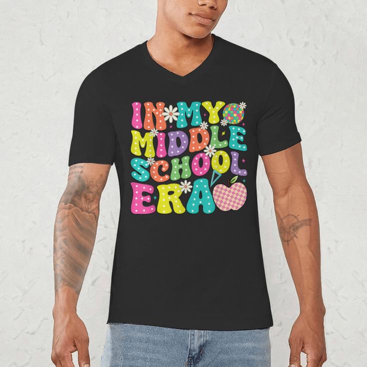 Groovy In My Middle School Era Back To School Teacher Men's V-Neck T-Shirt, novelty gifts, funny gifts