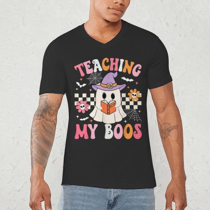 Groovy Teaching My Boos Teacher Ghost Halloween Teacher Men's V-Neck T-Shirt, novelty gifts, funny gifts Groovy Teaching My Boos Teacher Ghost Halloween Teacher Men's V-Neck T-Shirt, novelty gifts, funny gifts