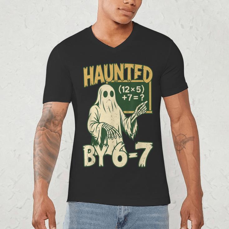 Halloween Costume Haunted By 67 Ghost Math Teacher Professor Men's V-Neck T-Shirt, novelty gifts, funny gifts Halloween Costume Haunted By 67 Ghost Math Teacher Professor Men's V-Neck T-Shirt, novelty gifts, funny gifts