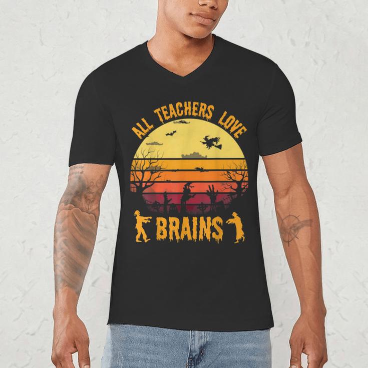 Halloween Costume Teacher Love Brains Zombie Men's V-Neck T-Shirt, novelty gifts, funny gifts Halloween Costume Teacher Love Brains Zombie Men's V-Neck T-Shirt, novelty gifts, funny gifts