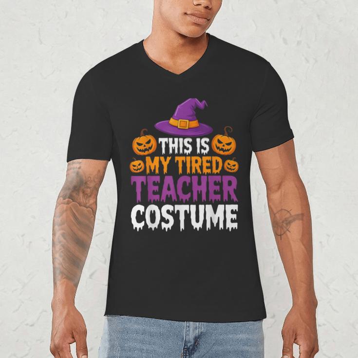 Halloween Costumes For Teachers Tired Teacher Costume Tee Men's V-Neck T-Shirt, novelty gifts, funny gifts