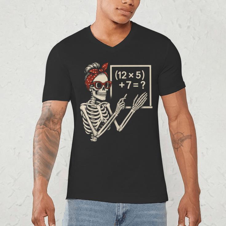 Halloween Math Teacher Skeleton Six Seven Meme Brainrot Men's V-Neck T-Shirt, novelty gifts, funny gifts Halloween Math Teacher Skeleton Six Seven Meme Brainrot Men's V-Neck T-Shirt, novelty gifts, funny gifts