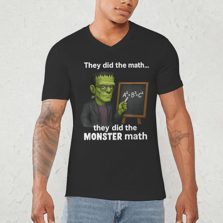 Halloween Monster Math Pun Teacher Humor Men's V-Neck T-Shirt, novelty gifts, funny gifts