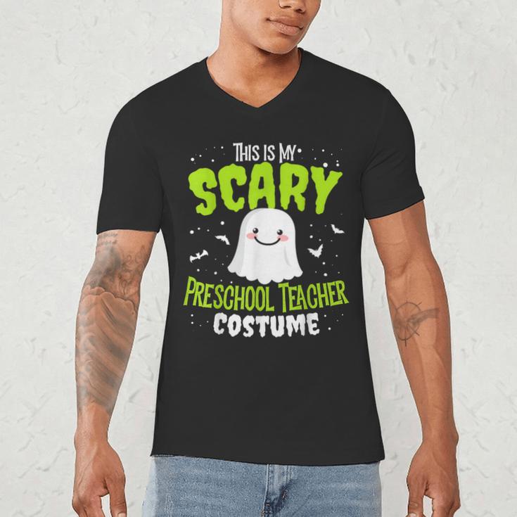 Halloween This Is My Scary Preschool Teacher Custome For Men Women Kids Men's V-Neck T-Shirt, novelty gifts, funny gifts