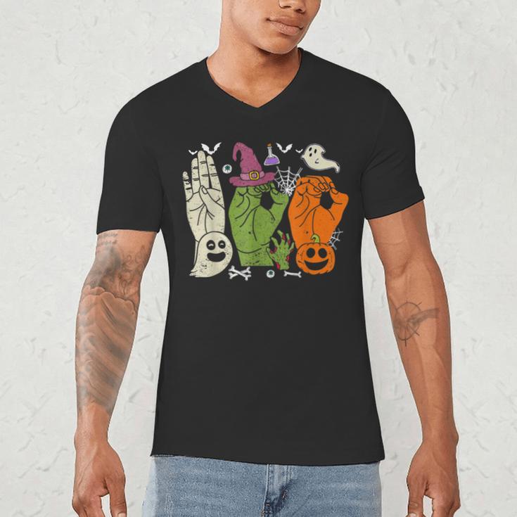 Halloween SPED Teacher Boo In ASL Boo Hands Sign Language Men's V-Neck T-Shirt, novelty gifts, funny gifts Halloween SPED Teacher Boo In ASL Boo Hands Sign Language Men's V-Neck T-Shirt, novelty gifts, funny gifts