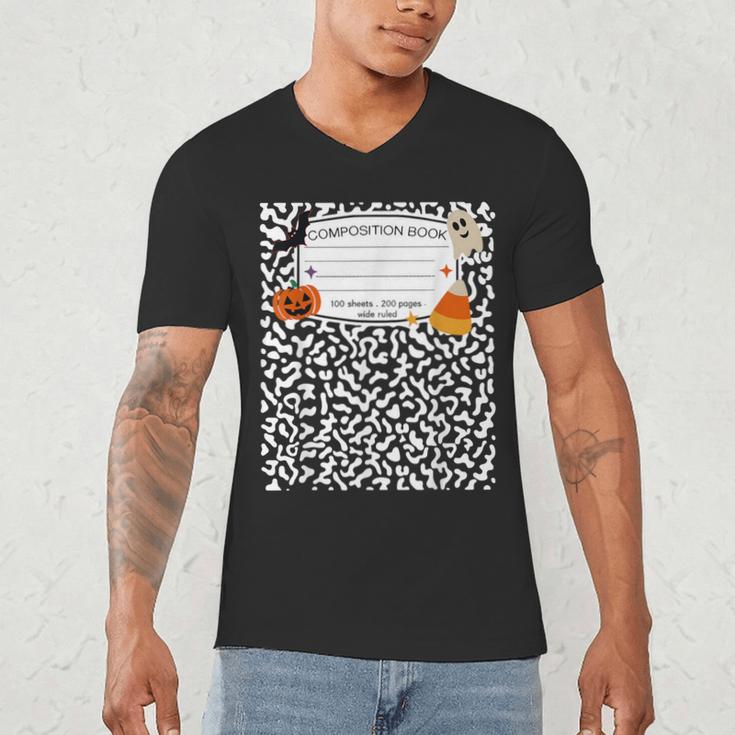 Halloween Teacher Composition Book Notebook Matching Group Men's V-Neck T-Shirt, novelty gifts, funny gifts Halloween Teacher Composition Book Notebook Matching Group Men's V-Neck T-Shirt, novelty gifts, funny gifts