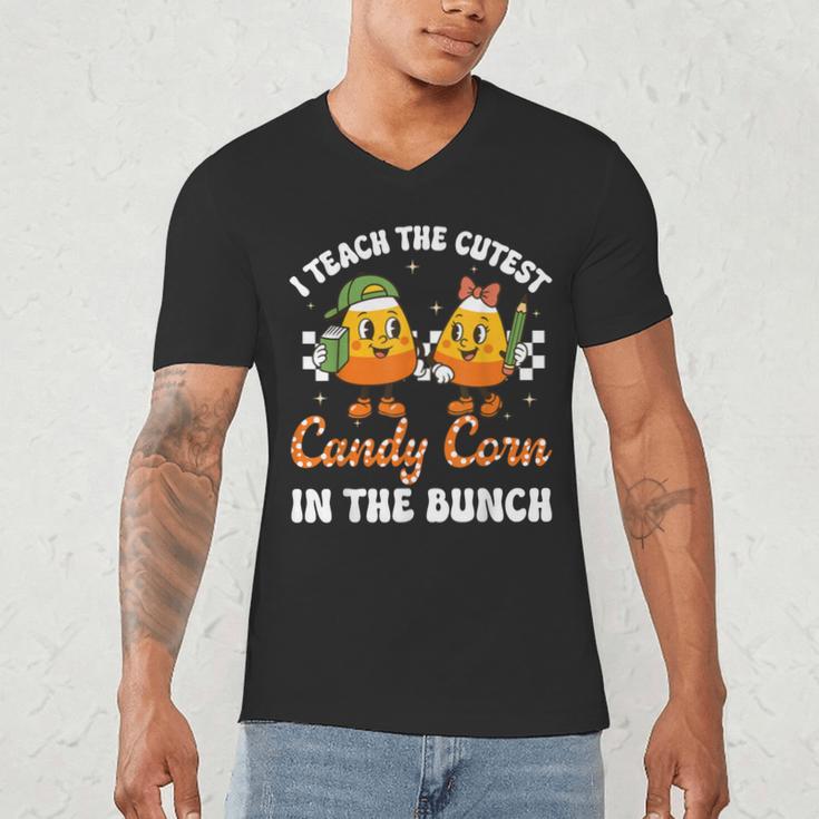 Halloween Teacher Cutest Candy Corn Groovy Spooky Teachers Men's V-Neck T-Shirt, novelty gifts, funny gifts Halloween Teacher Cutest Candy Corn Groovy Spooky Teachers Men's V-Neck T-Shirt, novelty gifts, funny gifts