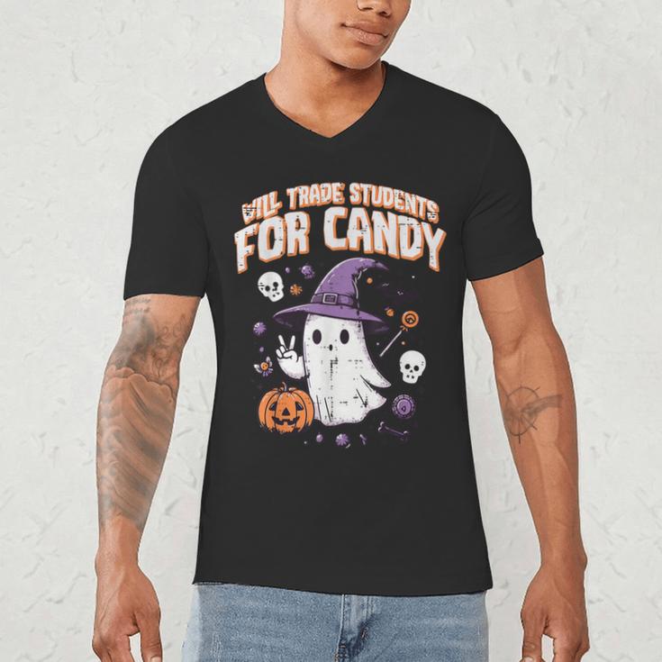 Halloween Teacher Trade Students For Candy Costume Women Men's V-Neck T-Shirt, novelty gifts, funny gifts