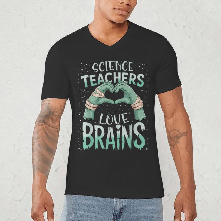 Halloween Teacher Tshirts Science Teachers Love Brains Men's V-Neck T-Shirt, novelty gifts, funny gifts
