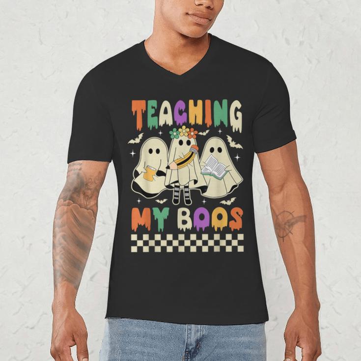 Halloween Teaching My Boos Cute Ghost Teacher Life Costume Men's V-Neck T-Shirt, novelty gifts, funny gifts Halloween Teaching My Boos Cute Ghost Teacher Life Costume Men's V-Neck T-Shirt, novelty gifts, funny gifts