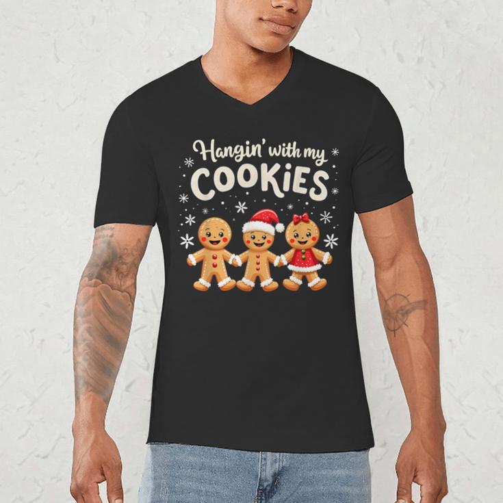 Hangin With My Cookies Gingerbread Christmas Teacher Men's V-Neck T-Shirt, novelty gifts, funny gifts Hangin With My Cookies Gingerbread Christmas Teacher Men's V-Neck T-Shirt, novelty gifts, funny gifts