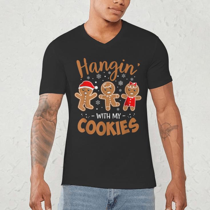 Hangin With My Cookies Gingerbread Women Christmas Teacher Men's V-Neck T-Shirt, novelty gifts, funny gifts
