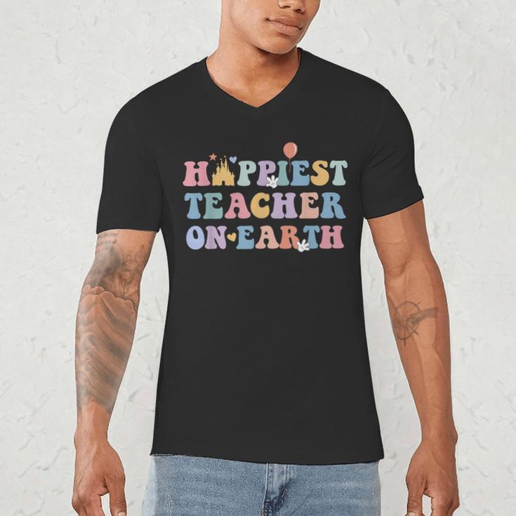 Happiest Teacher On Earth First Day Of School Back To School Men's V-Neck T-Shirt, novelty gifts, funny gifts Happiest Teacher On Earth First Day Of School Back To School Men's V-Neck T-Shirt, novelty gifts, funny gifts