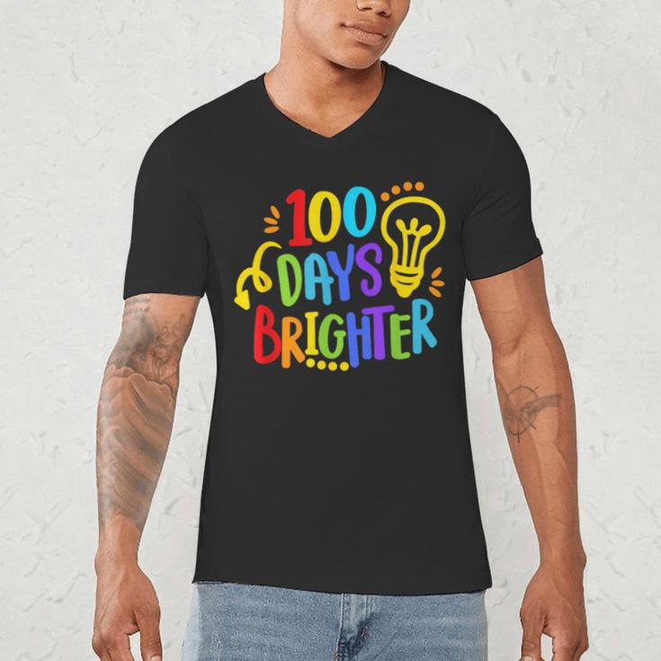 Happy 100th Day Of School 100 Days Brighter Girls Teacher Men's V-Neck T-Shirt, novelty gifts, funny gifts Happy 100th Day Of School 100 Days Brighter Girls Teacher Men's V-Neck T-Shirt, novelty gifts, funny gifts