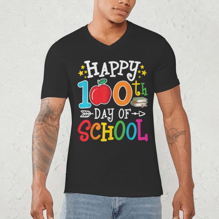 Happy 100th Day Of School Teachers 100 Days Of School Kids Men's V-Neck T-Shirt, novelty gifts, funny gifts