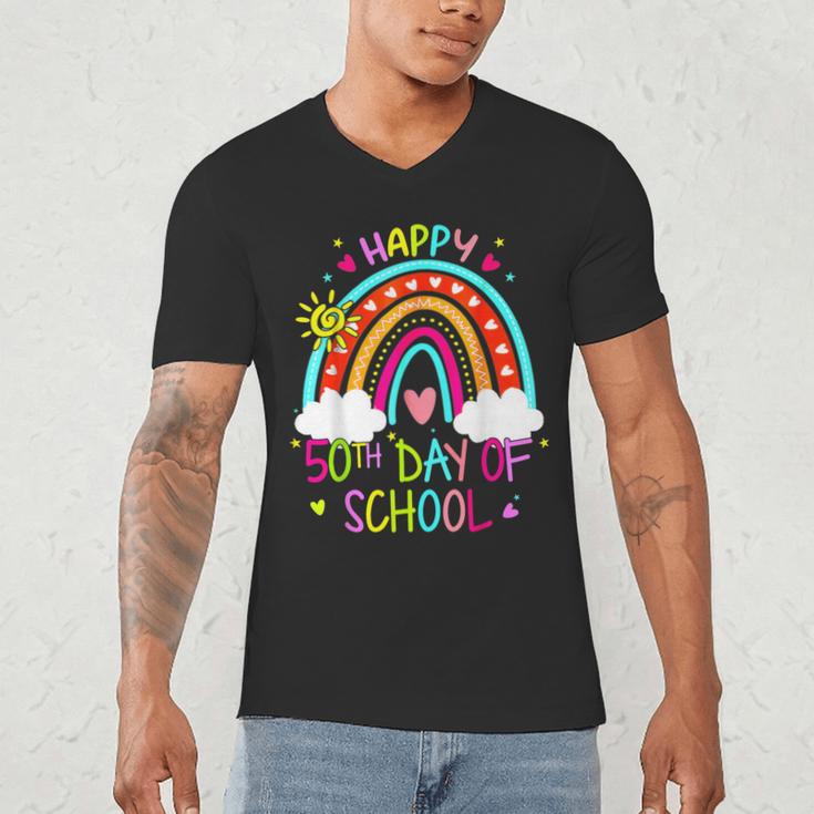 Happy 50th Days Of School Rainbow Teacher 50 Days Smarter Men's V-Neck T-Shirt, novelty gifts, funny gifts Happy 50th Days Of School Rainbow Teacher 50 Days Smarter Men's V-Neck T-Shirt, novelty gifts, funny gifts