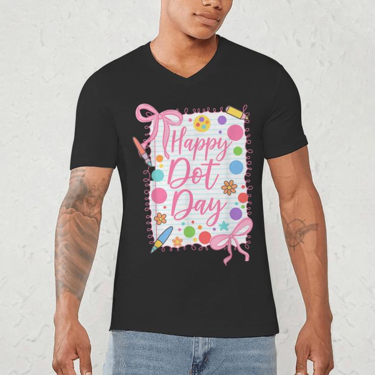 Happy Dot Day Bow Coquette For Teacher Girls Men's V-Neck T-Shirt, novelty gifts, funny gifts Happy Dot Day Bow Coquette For Teacher Girls Men's V-Neck T-Shirt, novelty gifts, funny gifts