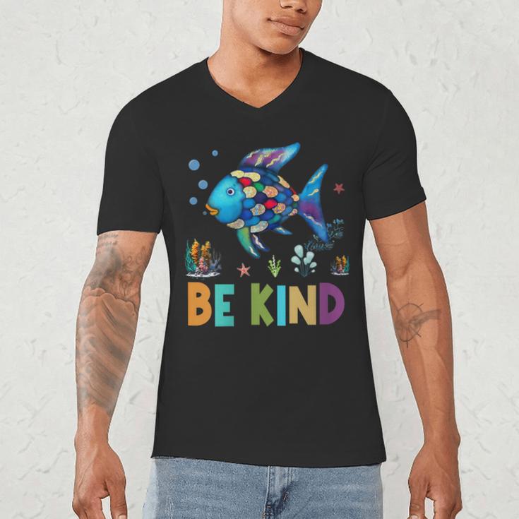 Happy First Day Of School Fish Rainbows Teacher Be Kind Men's V-Neck T-Shirt, novelty gifts, funny gifts
